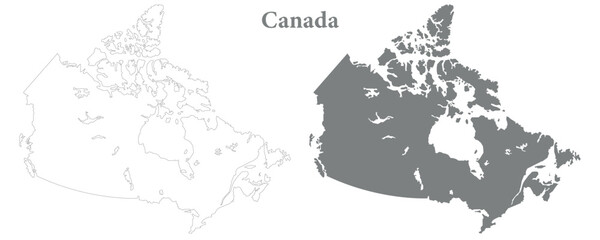 Detailed vector map showcasing the shape of Canada with clear geographical features