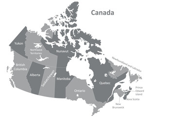 Detailed administrative map of Canada illustrating its provinces and territories
