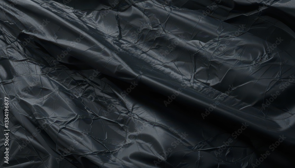 Poster deep black wrinkled fabric with subtle texture for background use