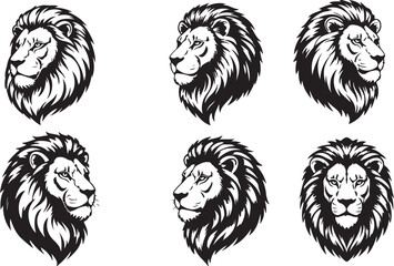 Obraz premium Lion head silhouette vector art illustration