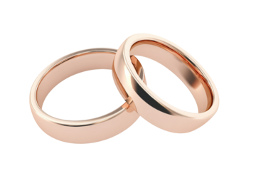 Isolated Polished Rose Gold Wedding Rings in Elegant Arrangement