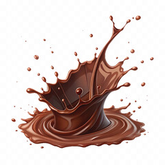 abstract 3d liquid chocolate splash in crown style isolated on white background