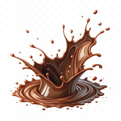 abstract 3d liquid chocolate splash in crown style isolated on white background