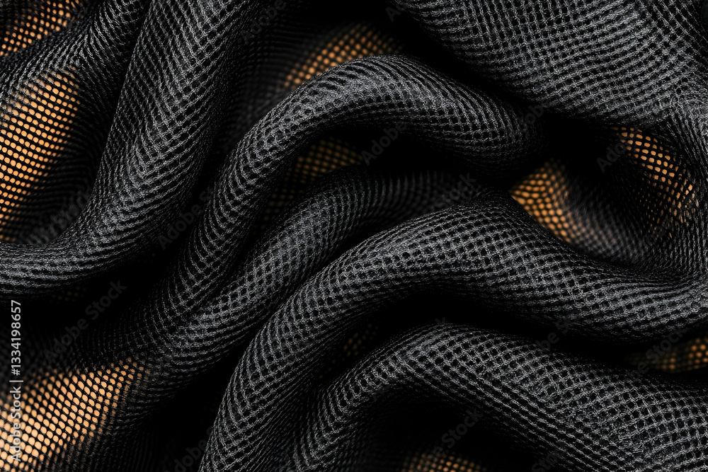 Poster Draped black textured fabric with subtle grid pattern