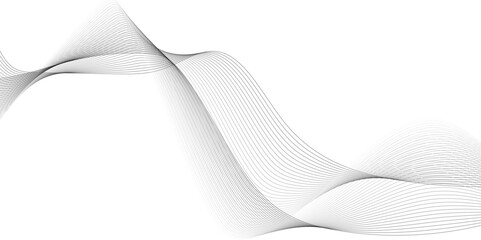 Fototapeta premium Thin wavy line abstract background. Abstract black lines wave curve motion on white background. Vector Illustration.