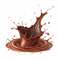 abstract 3d liquid chocolate splash in crown style isolated on white background