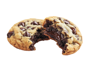 Isolated Chocolate Chip Cookie with Molten Chocolate Filling