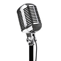 Isolated Silver Microphone with Detailed Grill