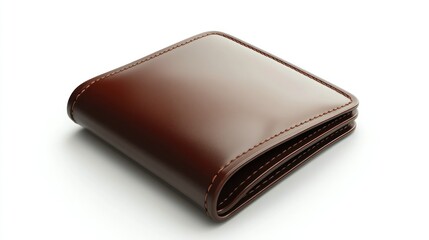 Brown leather wallet, studio shot, white background, finance
