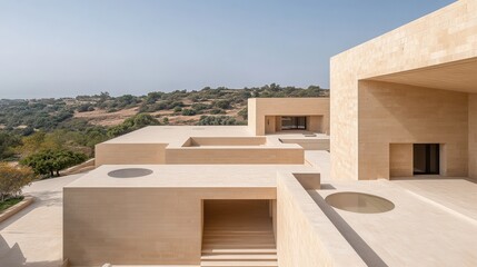 Desert villa rooftop, panoramic view, architecture, luxury