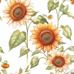 A beautiful sunflower pattern in a seamless background for bright and cheerful decor with nature's touch