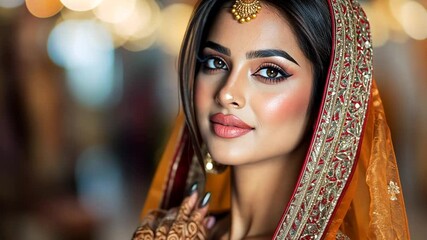 A Stunning Portrait of a Bride in Traditional South Asian Attire - Powered by Adobe