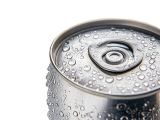 Isolated Close-up of Aluminum Can with Water Droplets Fresh