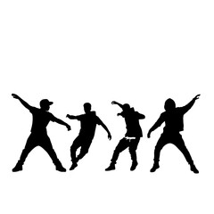 illustration silhouettes of expressive dance colorful group of people dancing. Jazz funk. hip-hop. house dance. Break dance.Dancer  jumping