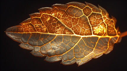Kintsugi Elegance: Delicate Leaf Veins Enhanced with Gold for a Luxurious Background