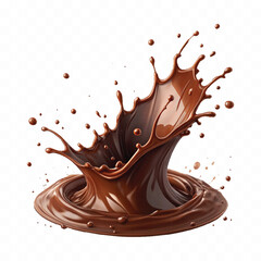 abstract 3d liquid chocolate splash in crown style isolated on white background
