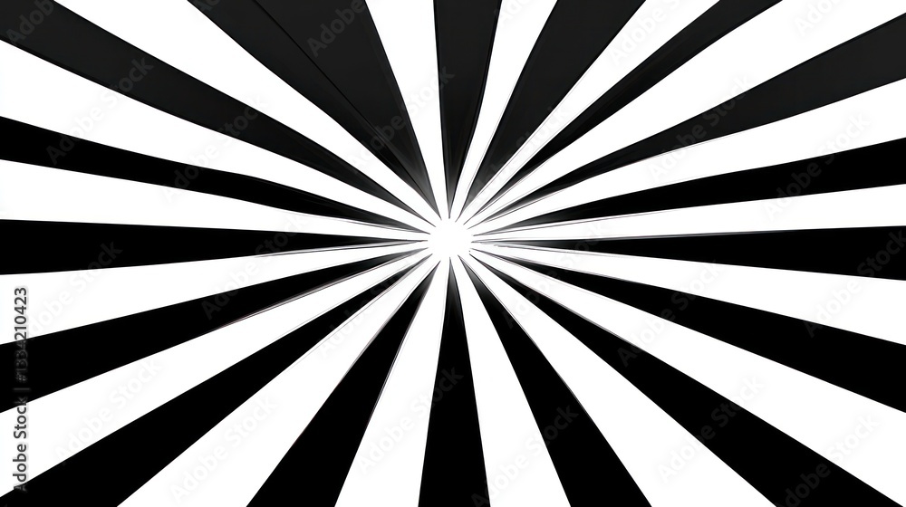 Poster abstract black and white radiating lines: a dynamic visual pattern