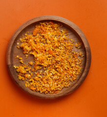 dry orange peel on a plate