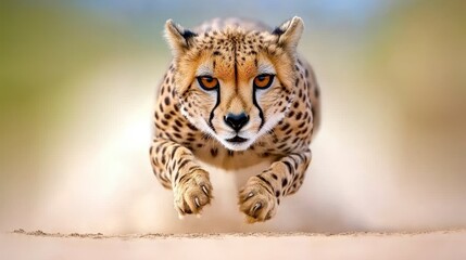 Fototapeta premium Cheetah Mid Air Leap In Desert
