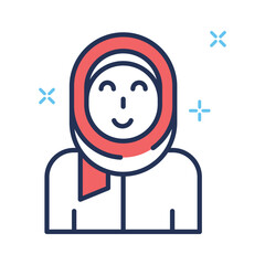 Ready to use outline icon of muslim woman in hijab