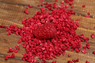dried raspberries and one fresh one