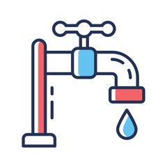 Ready to use linear style icon of ablution water tap