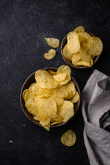 Crispy salty homemade potato chips