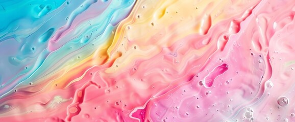Obraz premium Multicolored abstract background on liquid, multicolored minimalistic background, pop art pattern, pastel texture for designer, background preparation, color divorce on milk