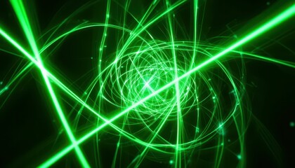 Naklejka premium Abstract Green Light Pattern with Bright Lines in Swirling Motion