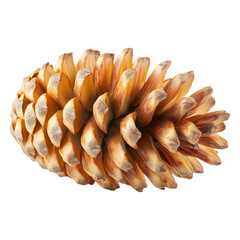 a single, textured pinecone with intricate details and a natural brown color, isolated on transparent background, cut out, PNG 3D Digital Art.