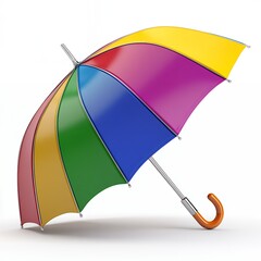 Colorful Rainbow Umbrella on White Background