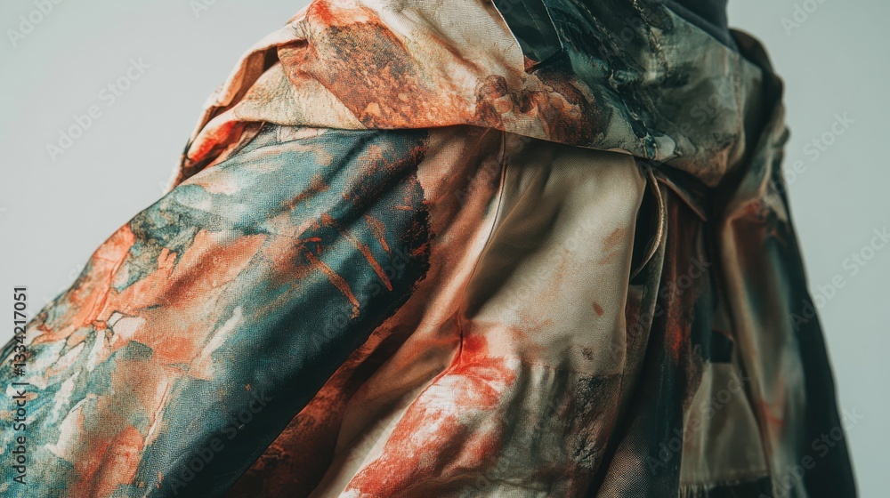 Poster elegant draped fabric with artistic abstract patterns and textures