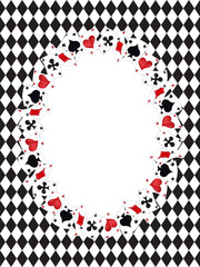 Alice in Wonderland  vintage style original hand drawn  playing cards frame
