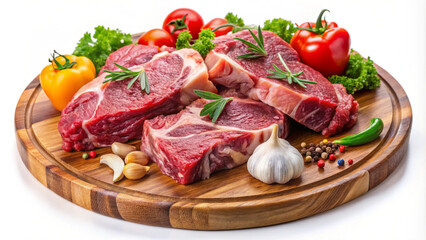 Raw Meat Preparation with Fresh Ingredients for Cooking