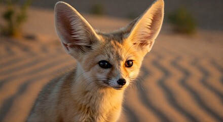 Animal Portrait: Fennec Fox in Desert
