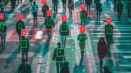 AI-powered security concept image. Social credit system