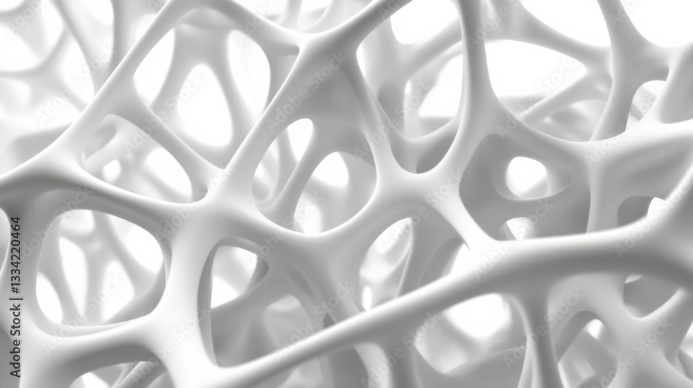 Poster intricate white organic structure with hollow spaces and curves