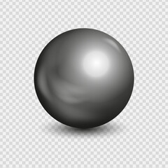 Metal chrome 3d sphere realistic on transparent background, Spherical shape silver ball, Vector illustration.