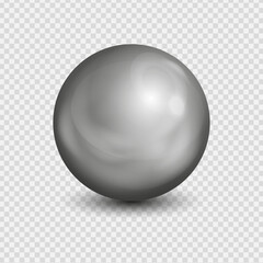 Metal chrome 3d sphere realistic on transparent background, Spherical shape silver ball, Vector illustration.