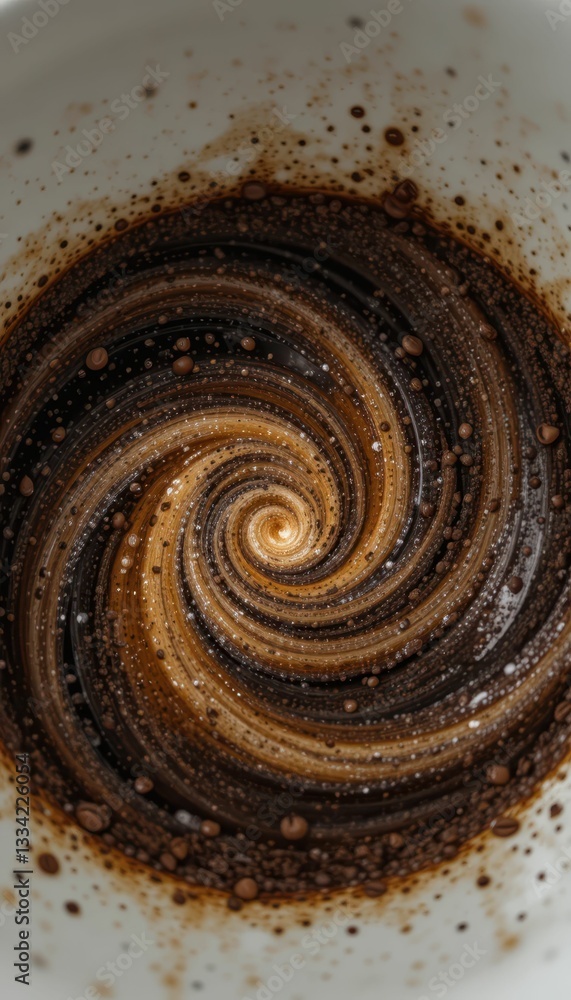 Poster abstract swirling patterns in a cup of coffee with cream and foam