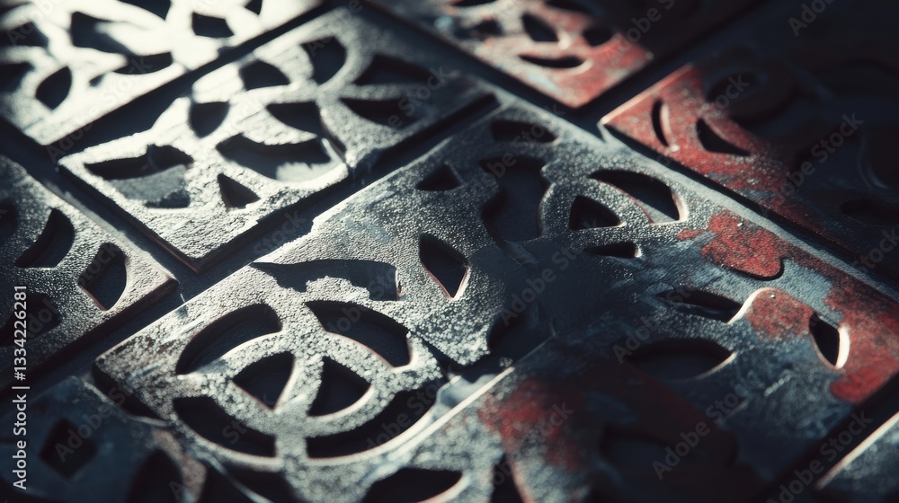 Poster intricate patterned texture with decorative relief in soft light