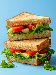 Delicious deli-style sandwich loaded with fresh ingredients and copy space for textual content