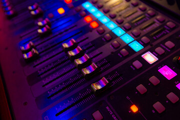 Closeup of sound control panel