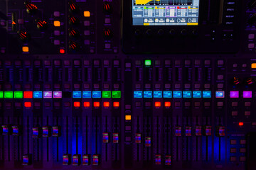 Closeup of sound control panel