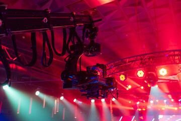 Television camera on crane  on show production