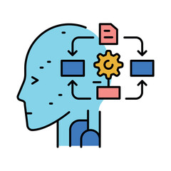 Machine Learning flat color icon.
