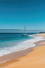 Obraz premium Serene Sailboat on a Tropical Beach
