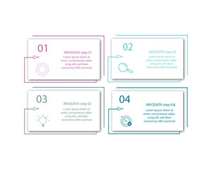 Business infographic template. 4 Step timeline journey. Process diagram, 4 options on white background, vector illustration.