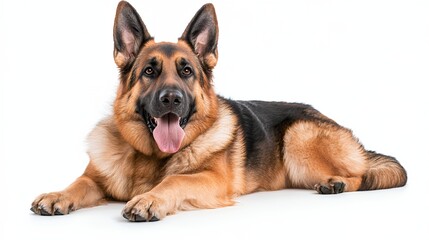 Obraz premium Happy German Shepherd Dog Portrait on White Background