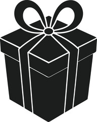 Minimalist Gift Box Silhouette with Ribbon Bow - Elegant Vector for Mother’s Day and Special Occasions